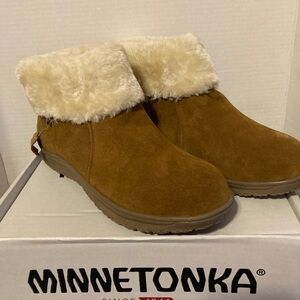 MINNETONKA Genuine Suede Water and Stain Resistant Ankle Boots